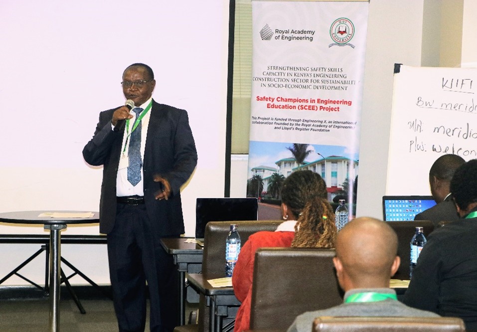 The DVC-Academics, Research, Extension & Students Affairs, Prof. Isaac Kimengi giving his welcoming remarks at the workshop
